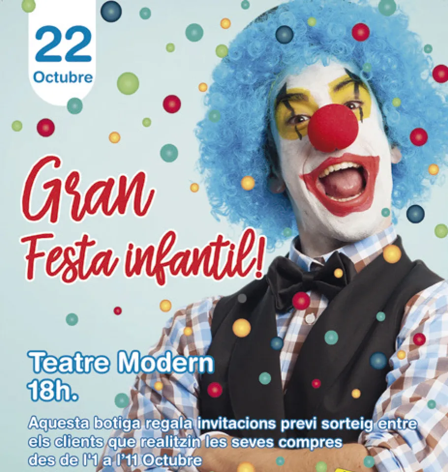 Organitzat pel Prat Gran Comerç, el proper 22 d'octubre, tindrà lloc una gran festa infantil en el Teatre Modern.