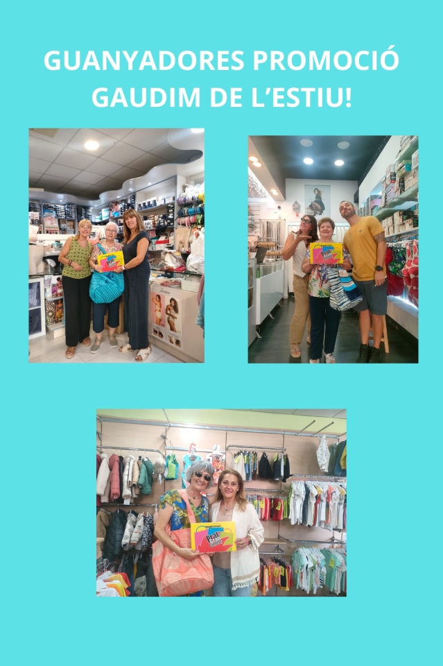 Moments del lliurament a les guanyadores del sorteig corresponent a la promoció Gaudim de l’estiu!, realitzada en tots els establiments adherits a Prat Gran Comerç durant els dies del 9 al 20 de juliol, on se sortejava 3 lots compostos per 1 targeta regal per valor de 30 euros, una tovallola i una borsa de platja cadascun. Comprar en els comerços adherits a Prat Gran Comerç té premi!