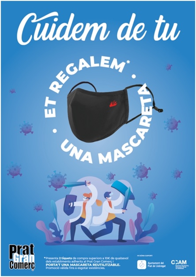 Els establiments adherits a Prat Gran Comerç regalen màscares tèxtils reutilitzables