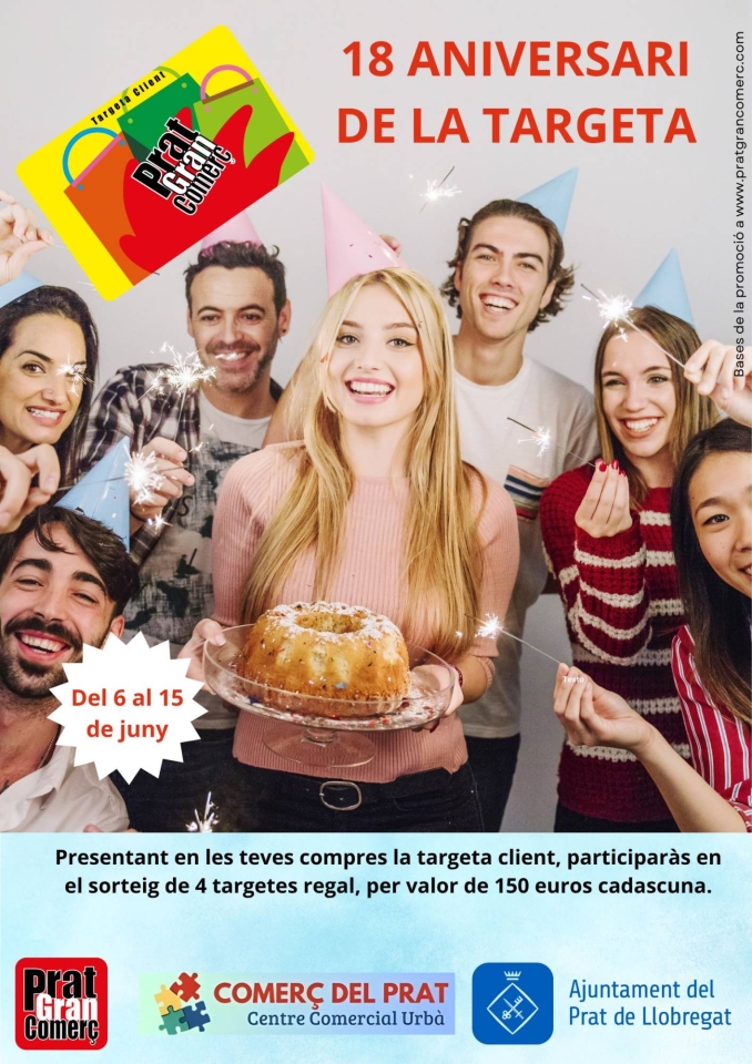 Del 6 al 15 de juny, presentant la targeta client, en totes les teves compres, participaràs en el sorteig de 4 targetes regal, per valor de 150 euros cadascuna.