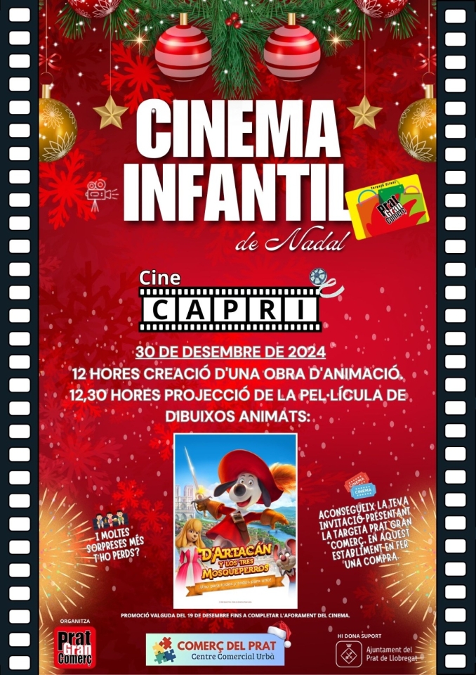 Comprant en el comerç local associat, i presentant la nostra targeta de fidelització Prat Gran Comerç, podràs obtenir 3 entrades (fins a esgotar existències), per a la projecció de la pel·lícula del dia 30 de desembre al Cinema Capri  
