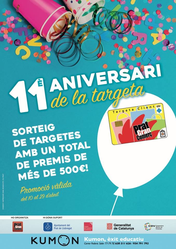 Sorteig de targetes amb un total de premis de mes de 500€. Promoció válida del 10 al 29 d'abril