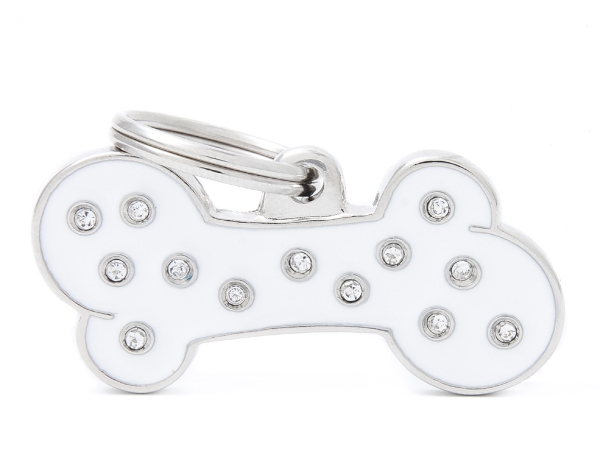 XAPA IDENTIFICATIVA OS GRAN STRASS BLANCO Embellides amb brillants “made with Swarovski elements”.&nbsp;