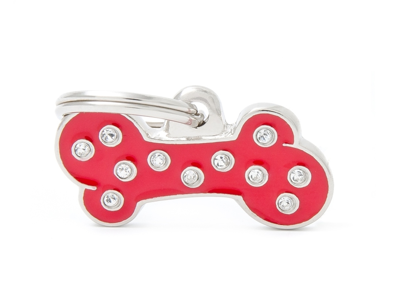 XAPA IDENTIFICATIVA OS PETIT STRASS VERMELLA Embellides amb brillants “made with Swarovski elements”. 