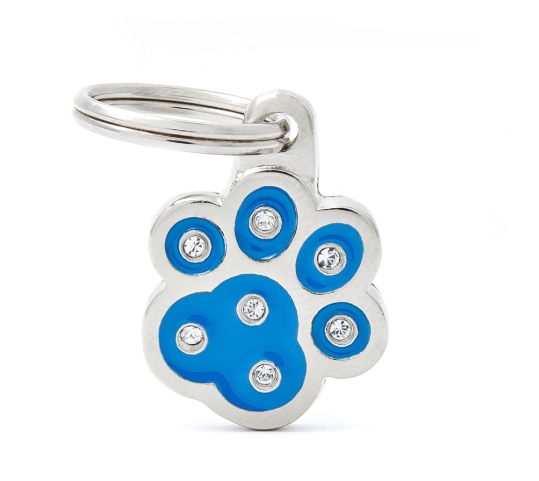 XAPA IDENTIFICATIVA POTA STRASS BLAVA Embellides amb brillants “made with Swarovski elements”. 