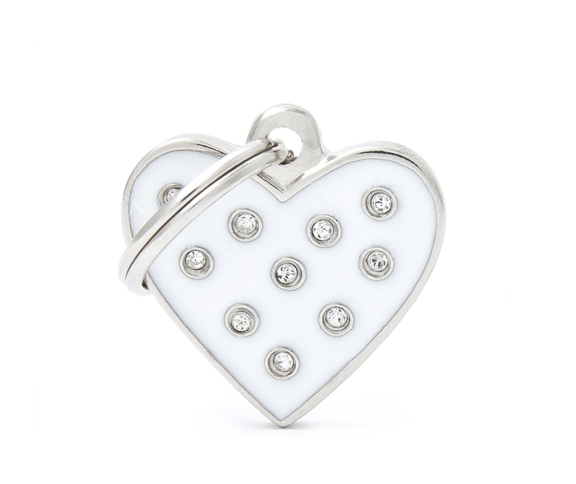 XAPA IDENTIFICATIVA COR STRASS BLANCO Embellides amb brillants “made with Swarovski elements”.&nbsp;