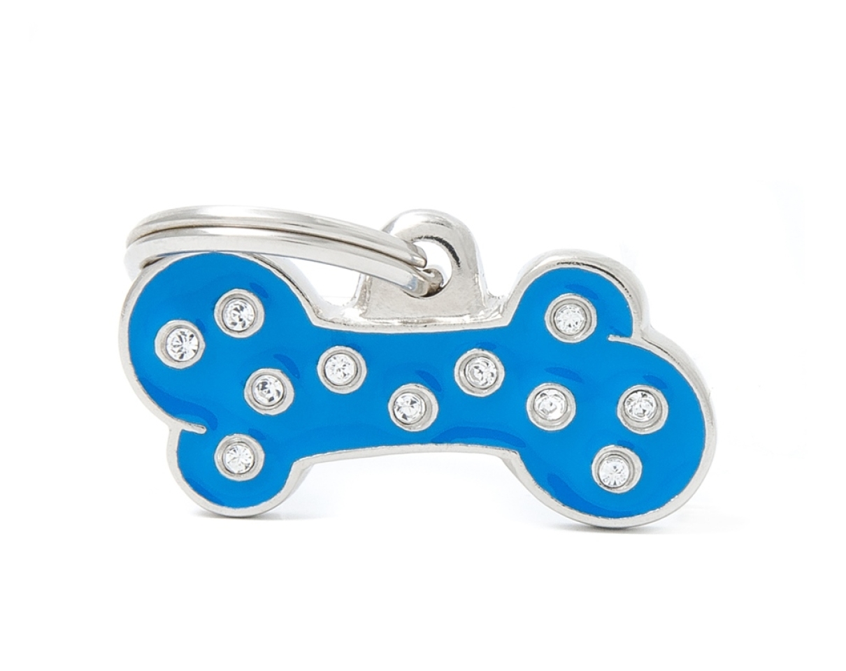 XAPA IDENTIFICATIVA OS PETIT STRASS BLAU Embellides amb brillants “made with Swarovski elements”. 