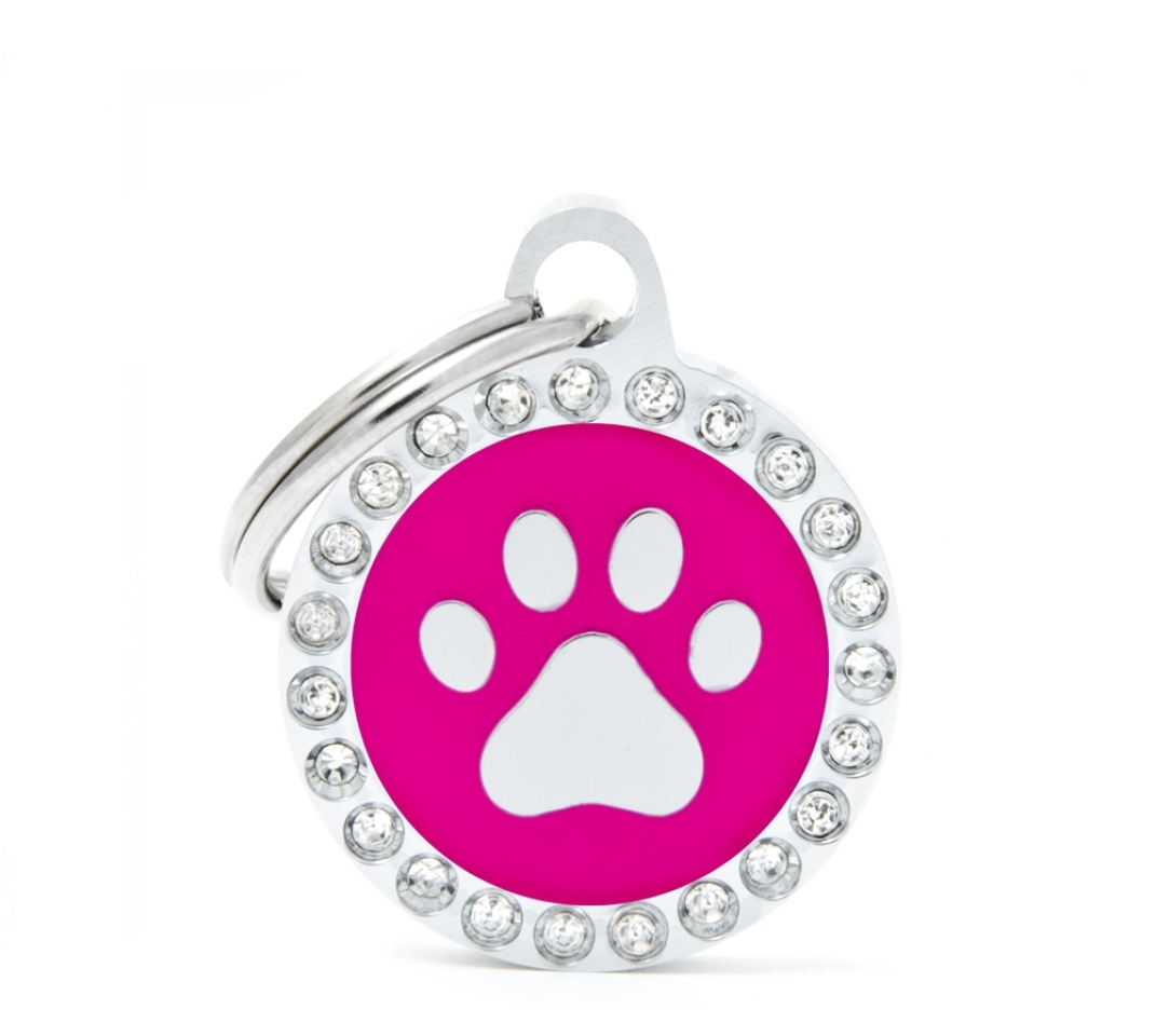 XAPA POTA FUCHSIA CERCLE STRASS Esmaltades a mans, en bronze i embellides amb brillants resplandecientes