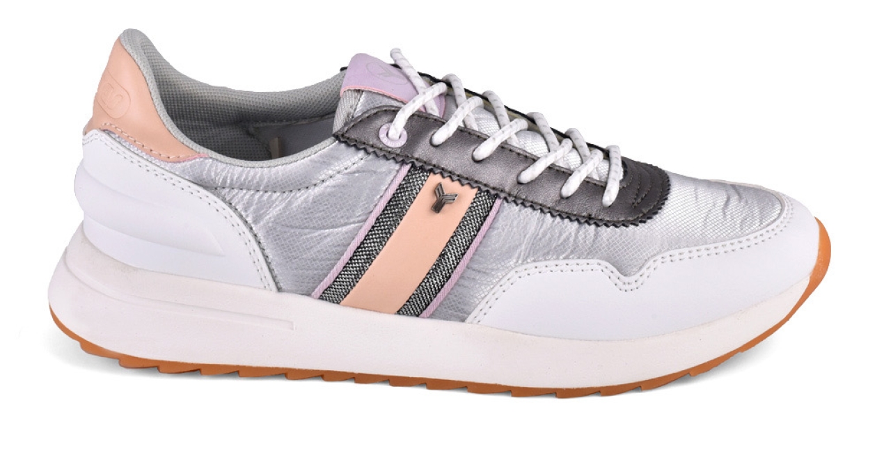 trama femenino Birmania Zapatillas deportivas de mujer en color plata, Celos de YUMAS. D-278 Prat  Gran Comerç Asociación de Comerciantes del Prat de Llobregat