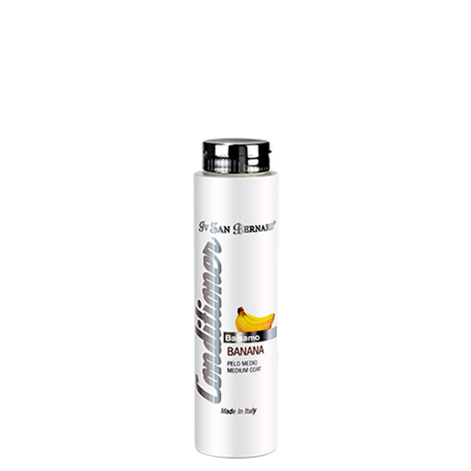 BALSAMO A la BANANA Formulat per donar suavitat i lluentor al mantell d'animals de p&egrave;l mitj&agrave;. Les seves propietats restructurantes deixen suau i peinable els mantells secs. 300 ml. – 1 lt.&nbsp;