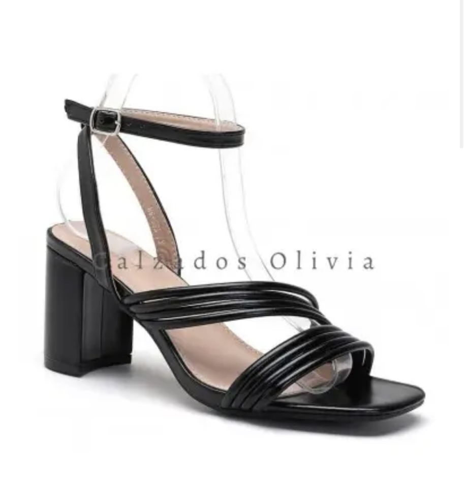 Sandàlia festa amb taló ample en negre H8-327 OLIVIA. M-380