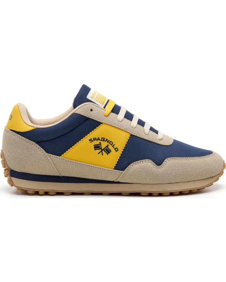 Sabata esportiva en tèxtil marí i mostassa 40057 de SPAGNOLO. H-491