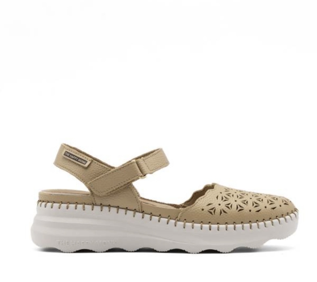 Sandàlia apta per a plantilles en pell taupe Calpe-09 de THEHAPPYMONK. M-058