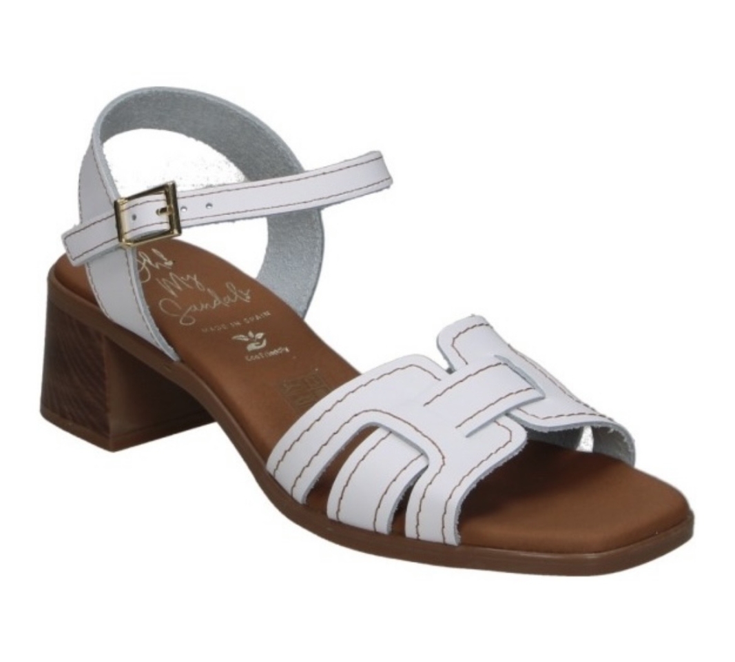 Sandàlies de taló mitjà en pell blanca 5903 d'OHMYSANDALS. M-104