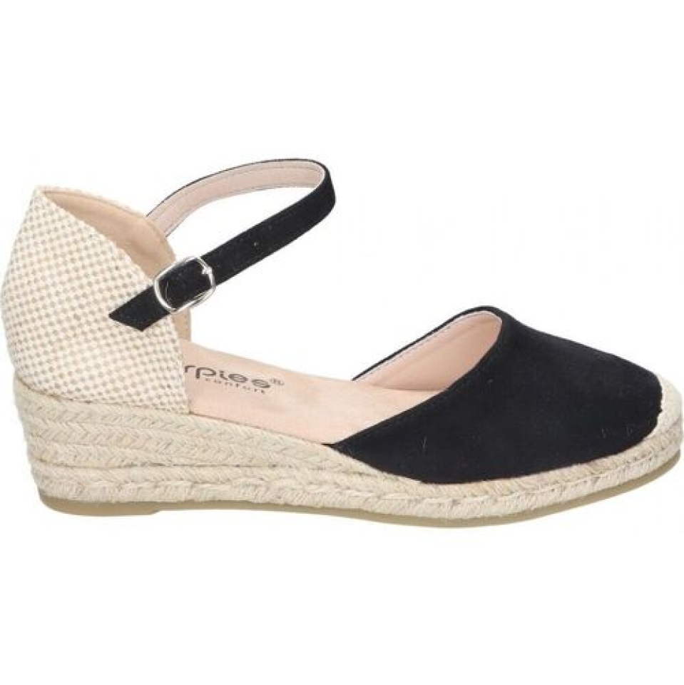 Espardeña amb tascó en lona negra ACX26481 d'AMARPIES. M-551