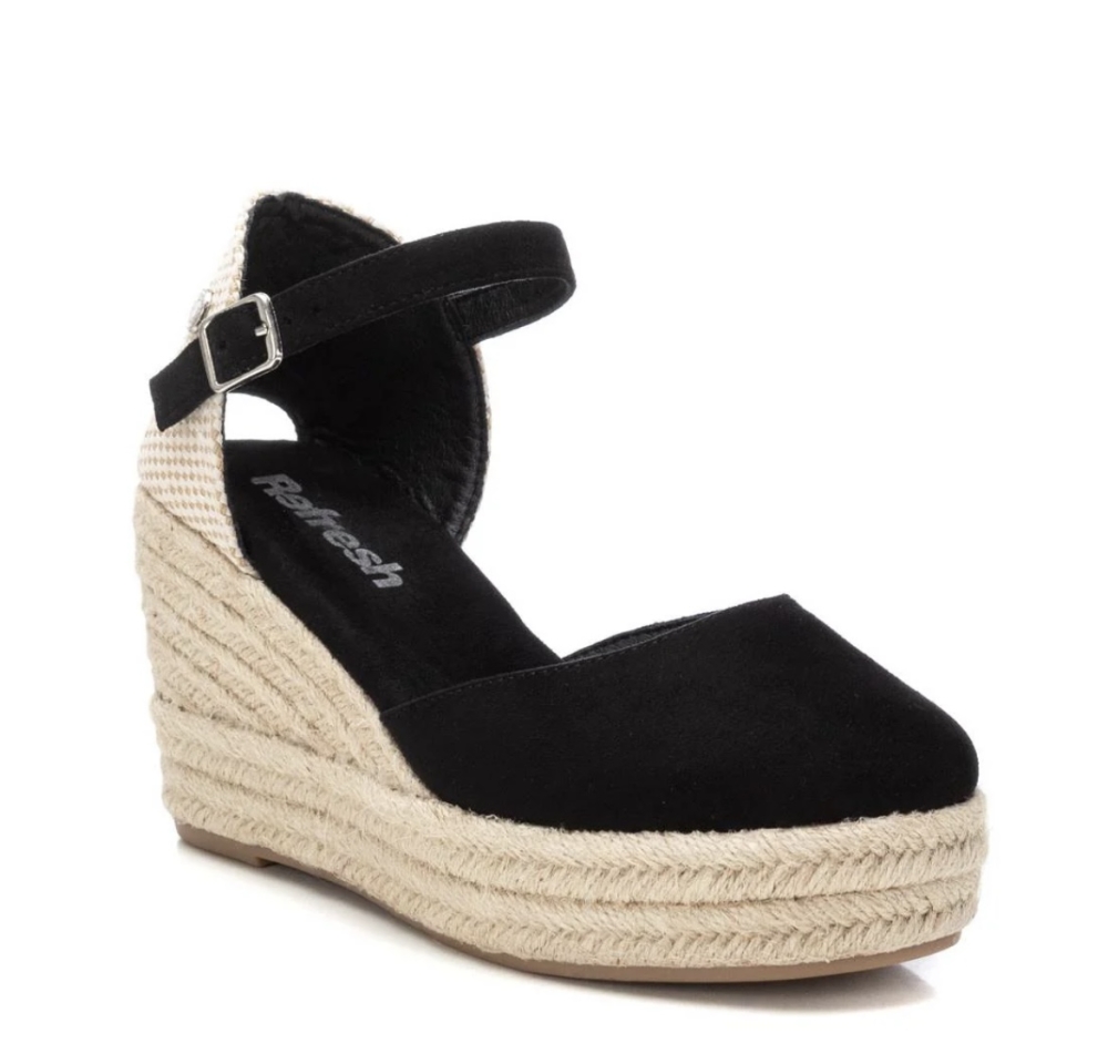 Espardenyes amb tascó en antelina negra 172644 doni REFRESHOES. M-608