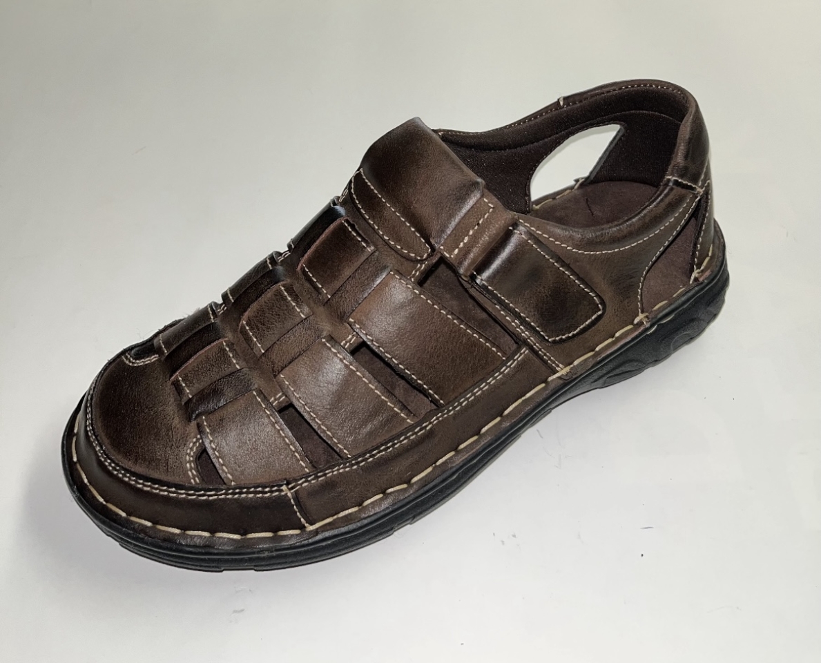 Sandàlia semitancada per a home en pell marró 852-N de FLEXPIES. H-437