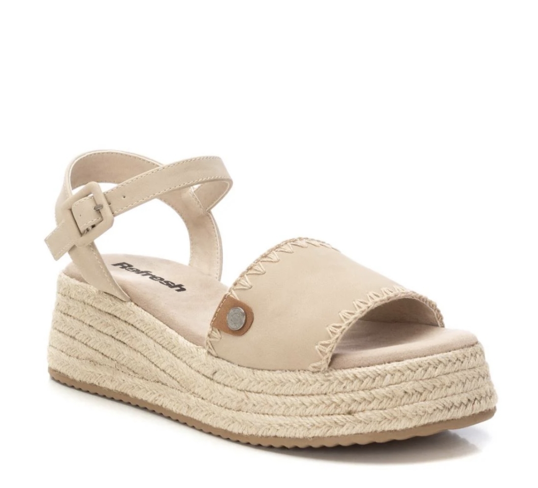 Sandàlia amb plataforma de jute en antelina beix 172866 de REFRESHOES. M-616