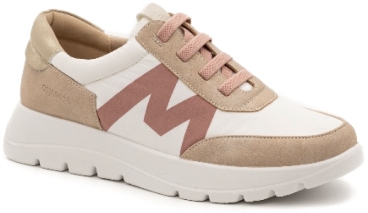 Sabata esportiva de dona en tèxtil color beix de MYSOFT. M-035