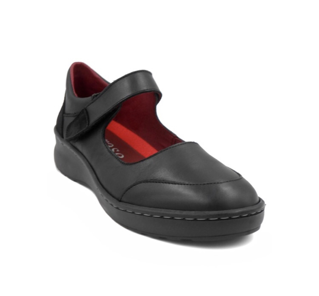 Sabata merceditas en pell negra d'ERASESHOES 15018. M-203