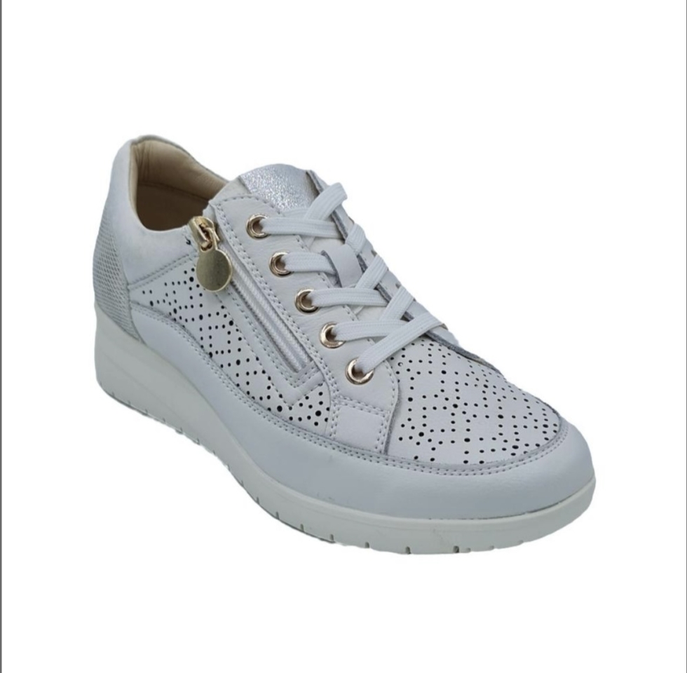D'ELENA BLOOM sabates casual en pell amb elàstics i cremallera M 25M410 en platí. M-519