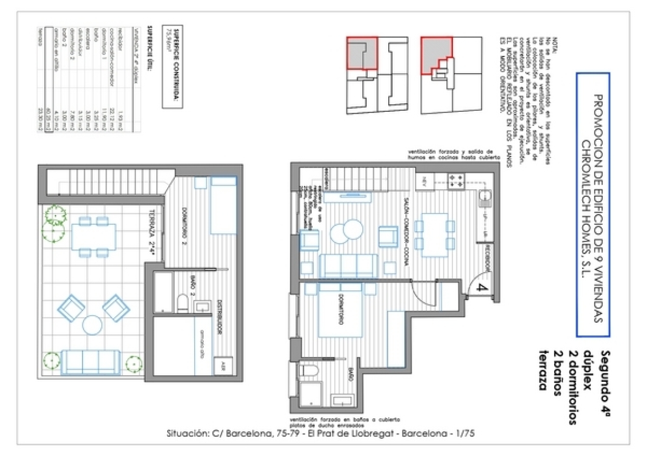 Àtic dúplex amb terrassa de 23,30 m²   75,96 2 2