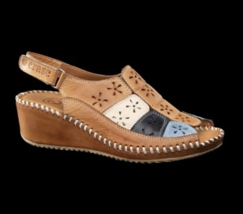 Sandàlies per a dona amb tascó en pell multicolor 793-60 d'ERASESHOES. M-032