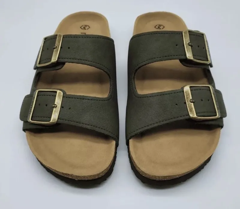 Xancleta plana tipus bio en verd kaki 25M075 de MYSOFT. M-014